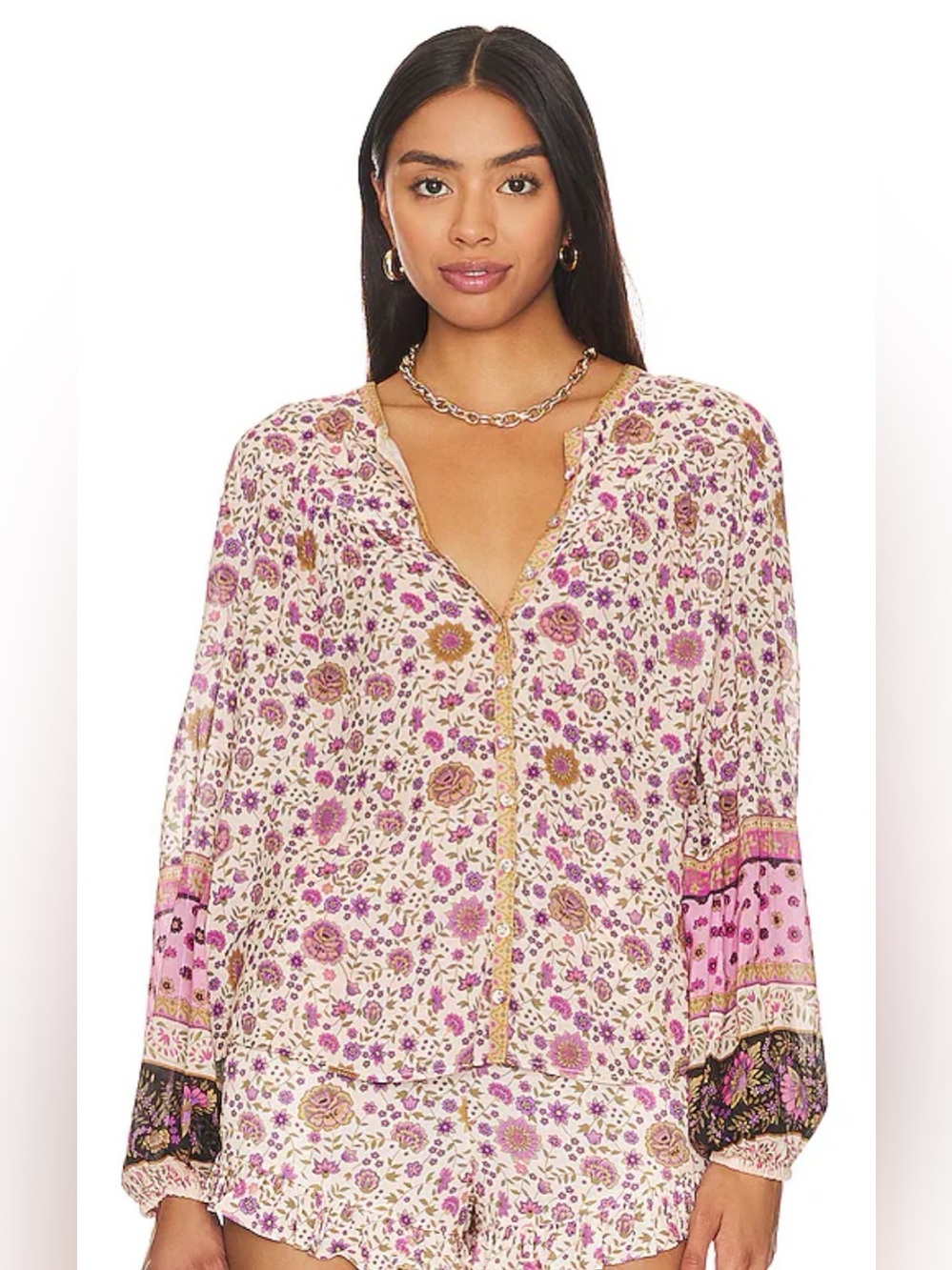 Spell Lady Untamed Lavender Floral Blouse Size Medium